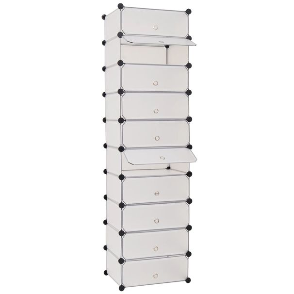 Interlocking Shoe Organizer with 10 Compartments White_voghion.com