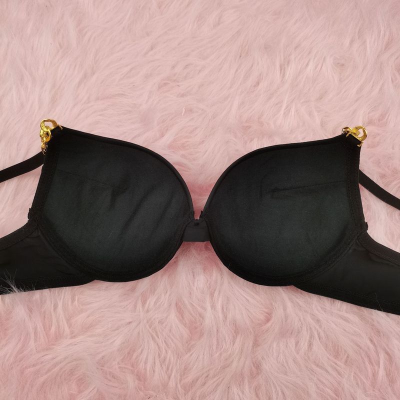 glossy underwear women's underwire push-up thick cup sexy fashionable shoulder straps three rows and two buttons bra sexy bra_voghion.com