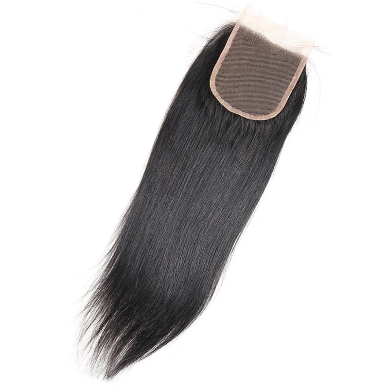 Neapdoroti „Virgin Human Hair“ 4*4 šveicariški nėriniai, 150 % tankio tiesių bangų plaukų užsegimas_voghion.com