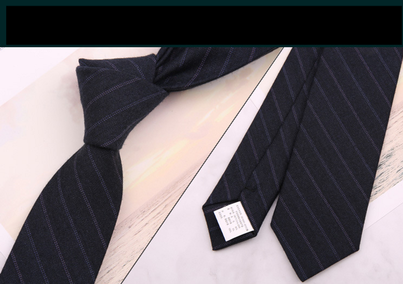 Men's wool tie thin black gray striped casual  style 5.5cm hand-tied small tie narrow style_voghion.com