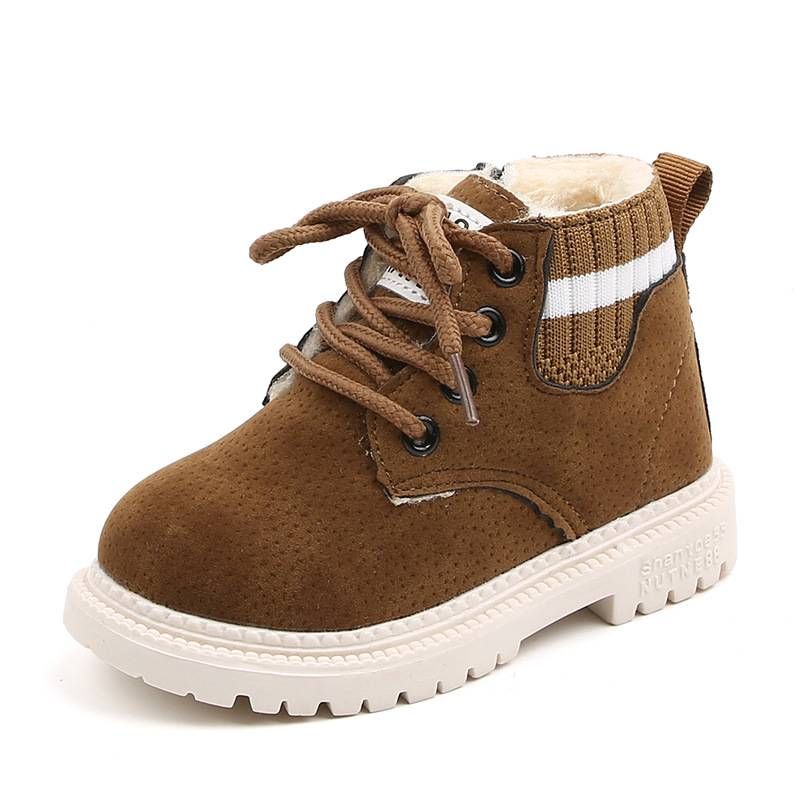 Autumn and winter fashion children's cotton shoes boys warm plus cotton girls side zipper retro snow boots_voghion.com