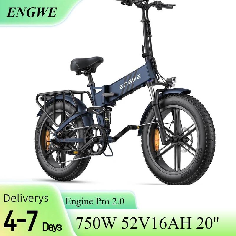 ENGWE ENGINE PRO 2.0 Katlanır Elektrikli Bisiklet 750W 20 x 4.0 İnç Kalın Lastik, 16 Ah Çıkarılabilir Pil, Tam Süspansiyon, 8 Vites_voghion.com