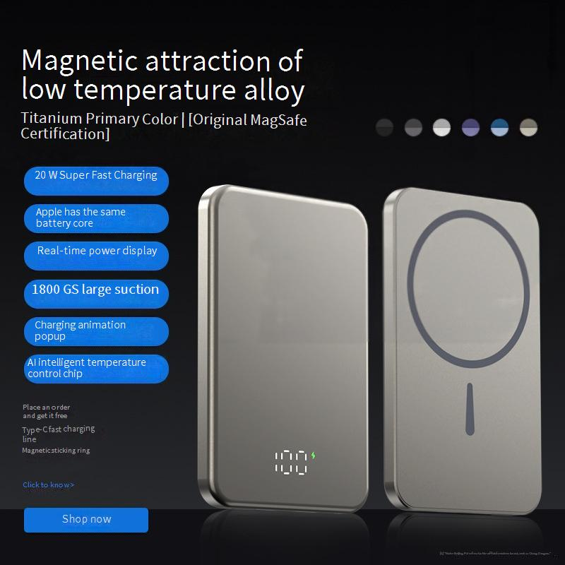 Power Bank Private Model Suitable Magnetic Wireless Charging Treasure Titanium Alloy Fast Charging Portable And Thin Mobile Power_voghion.com