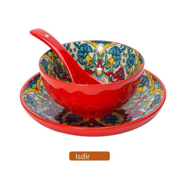 Bohemian Ceramic Dinnerware Set - 3-Piece Tableware For Restaurants & Home Use (Bowls, Plates & Saucers, Microwave & Dishwasher Safe)_voghion.com