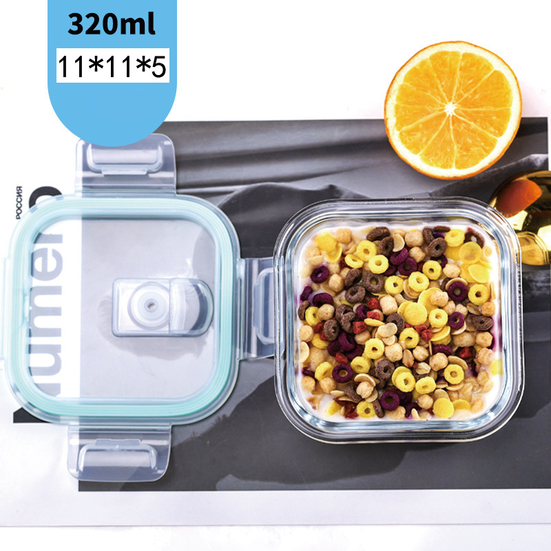 Lancheira de vidro para estudantes, tigela que pode ser aquecida no micro-ondas, lancheira retangular para trabalhadores de escritório, caixa de armazenamento de alimentos frescos para casa_voghion.com