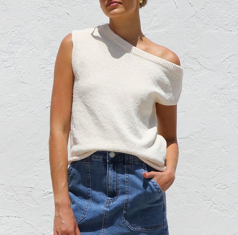 Inspired Knit Sweater Top - Oversized Bohemian Cropped Pullover With Off-Shoulder Design, Breathable Cotton-Polyester Blend, Spring Summer Casual Wear_voghion.com