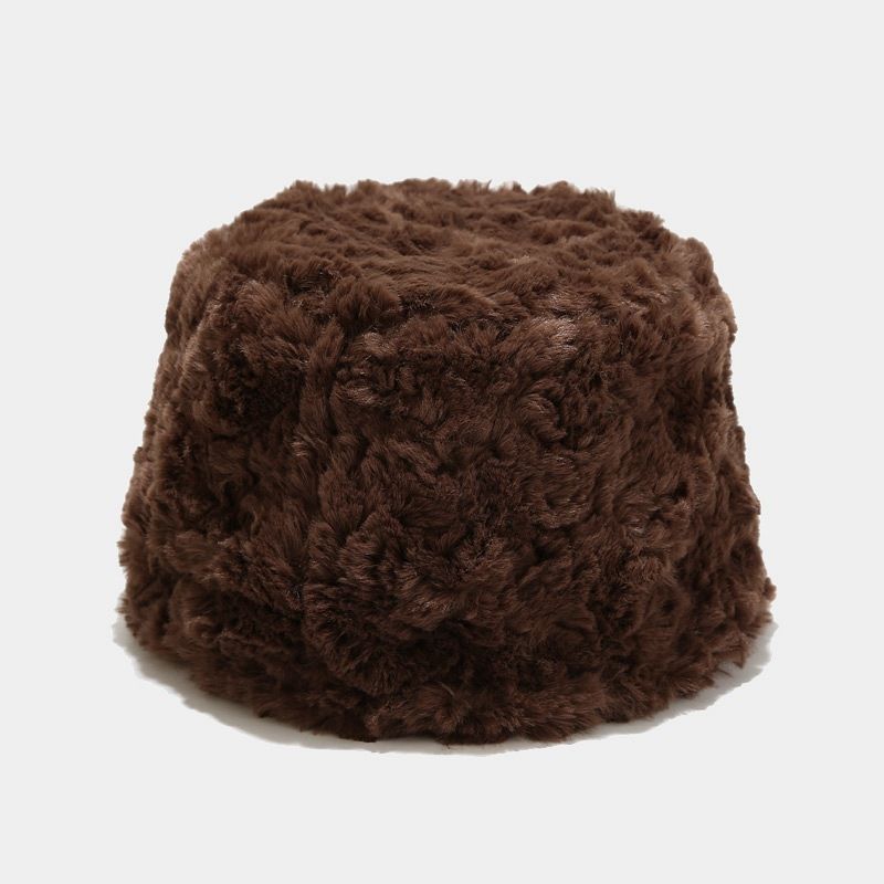 Chapeau seau en peluche pour femme, petit chapeau chaud en poils de lapin, automne et hiver, chapeau de bassin britannique, chapeau seau froid_voghion.com