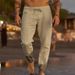 Unbeatable Quality New Men's Solid Color Drawstring Cotton Linen Loose Beach Casual Pants_voghion.com