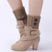 New Wool Warm Boots Feet Cover Women's Autumn And Winter Knitting Fried Dough Twists Button Short Leg Knee Protector_voghion.com