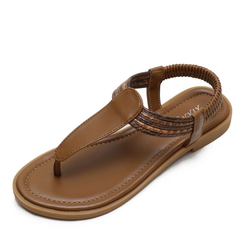 Kadınlar için flip-toe sandaletler 2024 yeni stil bohem etnik stil basit renk uyumlu retro seyahat Roma ayakkabı 870-3_voghion.com