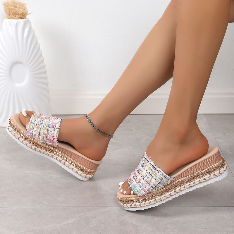 Damskie buty letnie nowe stylowe małe zapachy styl duże rozmiary na zewnątrz codzienne sandały dla kobiet sznurkowe klinowe grube dno buty na platformie_voghion.com