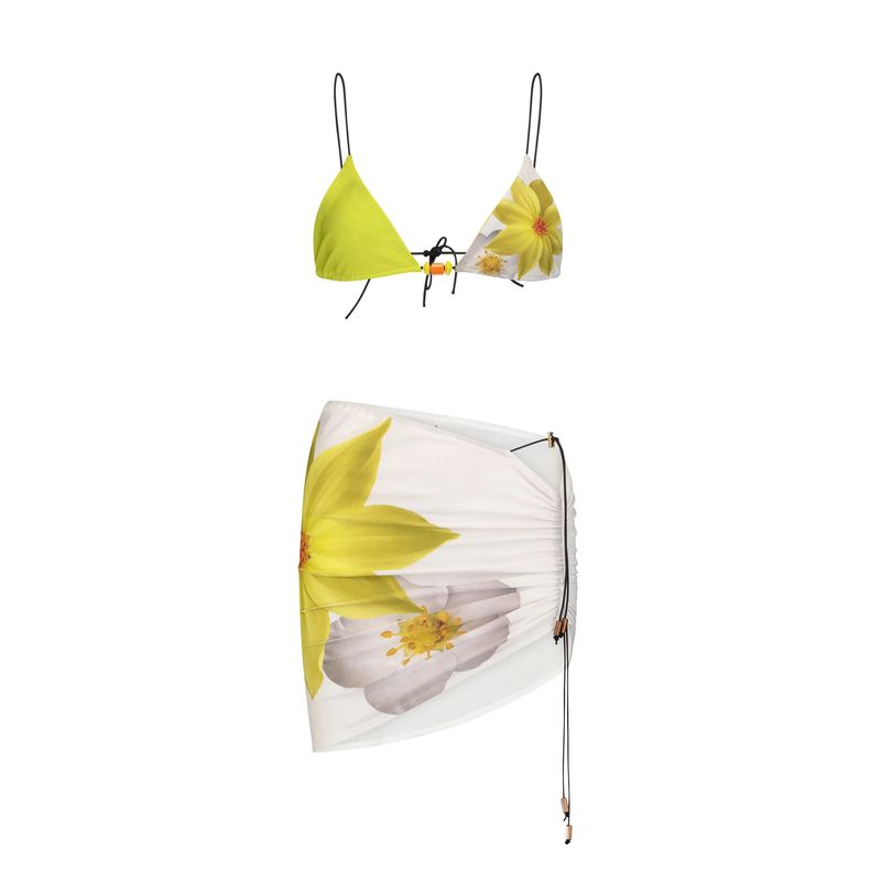 Women's Clothing Split Bikini Flower Print Swimsuit Sexy Swimsuit Three Piece Set_voghion.com