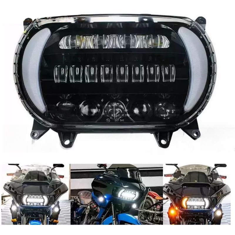 Motorrad LED Scheinwerfer Front Blinker Tagfahrlicht Hohe Abblendlicht Lampe Für Harley Touring Road Glide FLTRX 15-2023_voghion.com