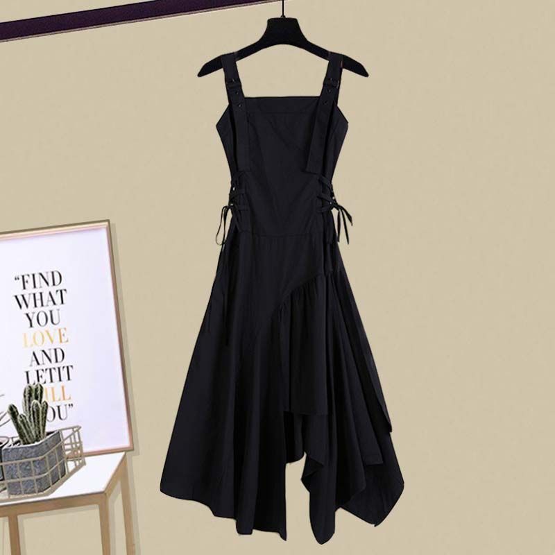 Draped Knit Cape & Slip Dress Set – Textured Polyester Layering Ensemble For Fall/Winter (M-4XL)_voghion.com