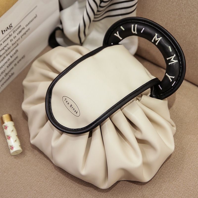 Urban Simple Style PU Cosmetic Bag Large Capacity Lazy Cosmetic Bag Waterproof Burden Reduction Storage Bag_voghion.com