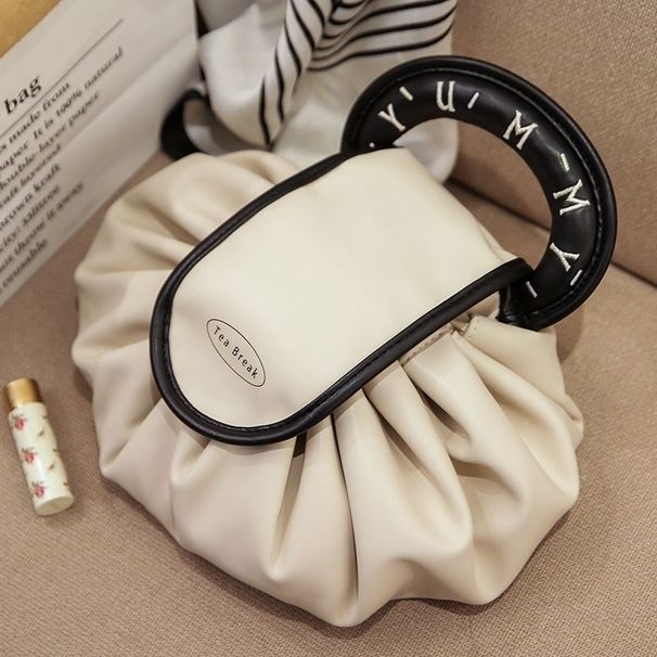 Urban Simple Style PU Cosmetic Bag Large Capacity Lazy Cosmetic Bag Waterproof Burden Reduction Storage Bag_voghion.com
