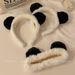 Fascia per capelli con orecchie da panda, per donna, autunno e inverno, con bordo largo, in peluche, antiscivolo, con motivo a cartoni animati_voghion.com