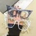 New trend grid cat eye glasses frame, high-end anti-blue flat mirror_voghion.com