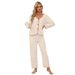 Elegant Casual And Comfortable Pajamas Autumn And Winter Loungewear Thermal Long-sleeved Trousers_voghion.com