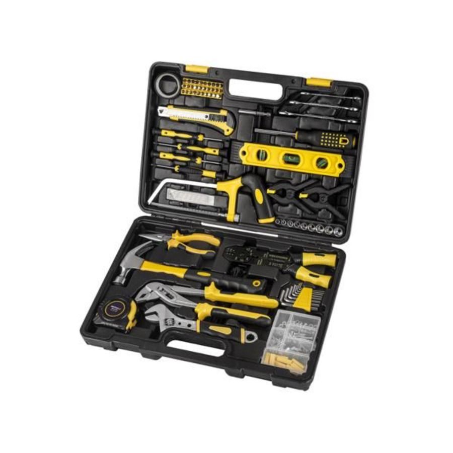 218 Piece Tool Set General Household Hand Tool Kit With Plastic Toolbox Storage Case Yellow_voghion.com