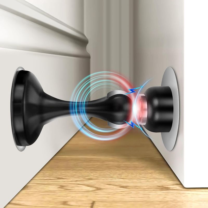 2-Pack Magnetic Door Stops - No-Drill Stainless Steel Holders_voghion.com