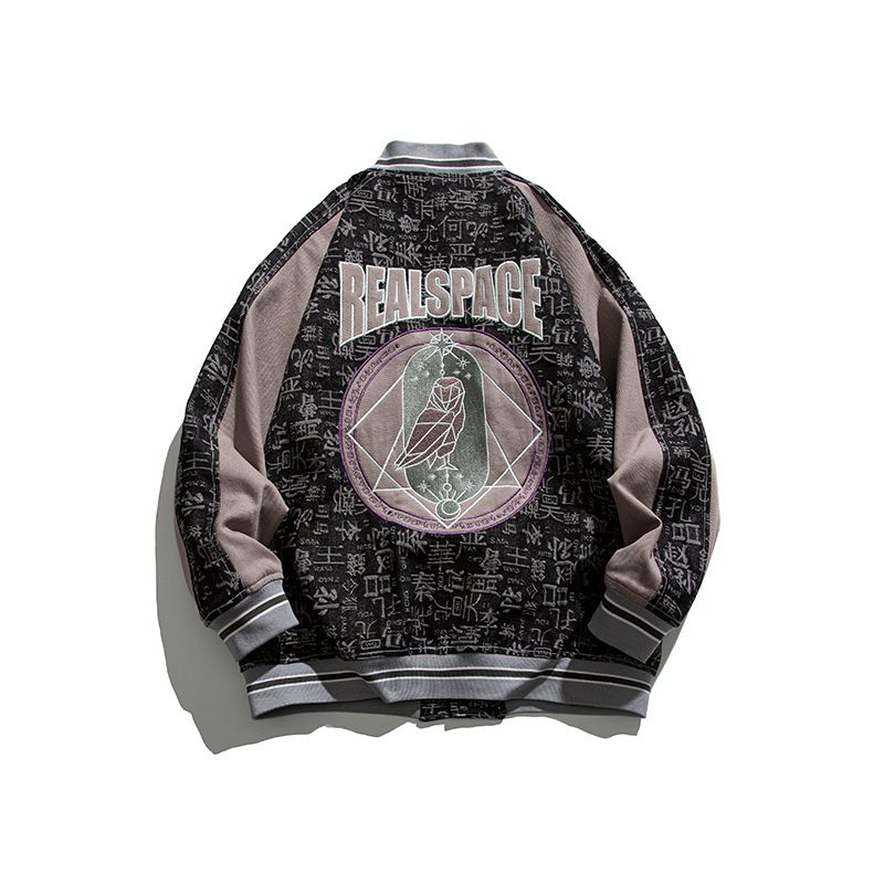 Men's Clothing dark pattern embroidered jacket for men, hundred surnames printed loose baseball jacket, spring and autumn thin jacket for men_voghion.com