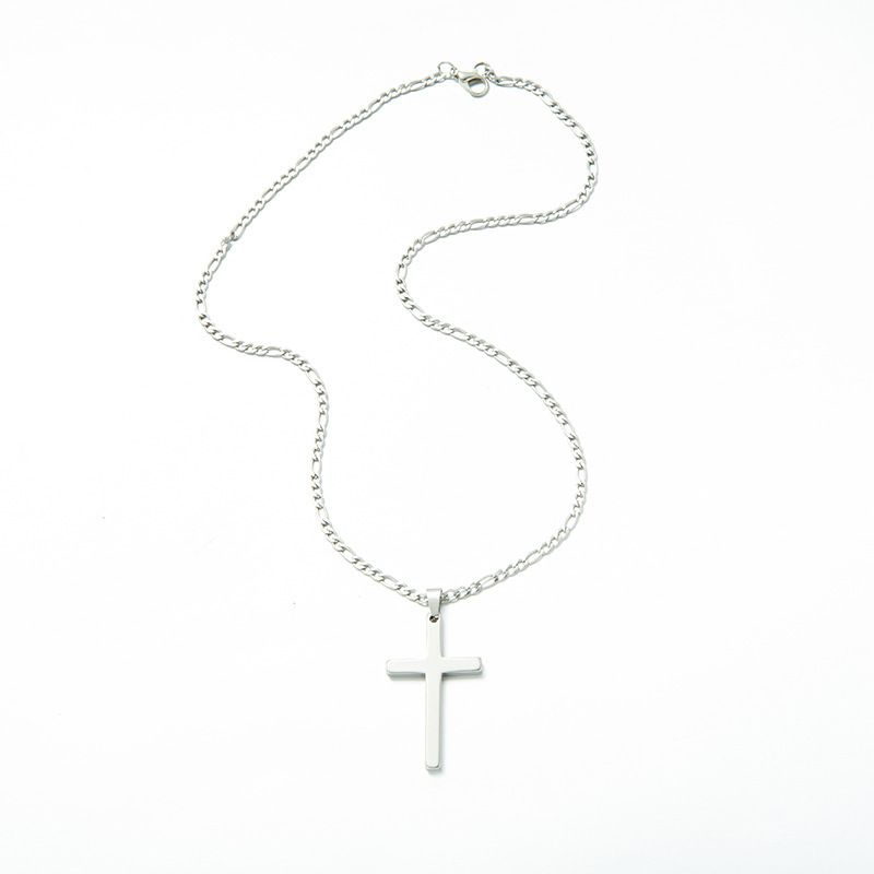 Nuova collana da uomo con croce in acciaio inossidabile e ciondolo in titanio_voghion.com