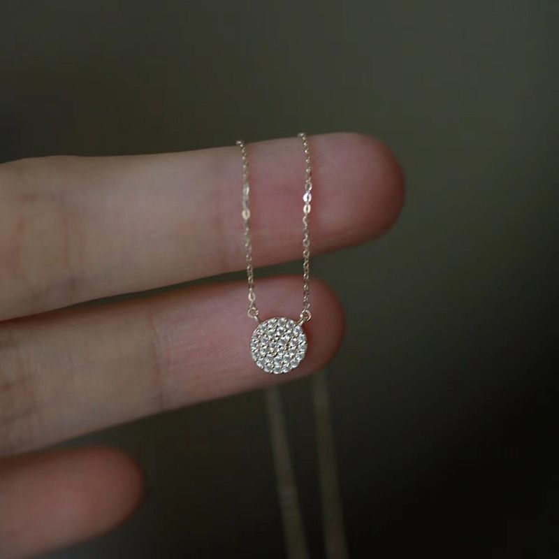 Collier en argent pur plaqué or 14 carats, pendentif rond, style romantique français, léger, luxueux, haut de gamme, nouveau style_voghion.com