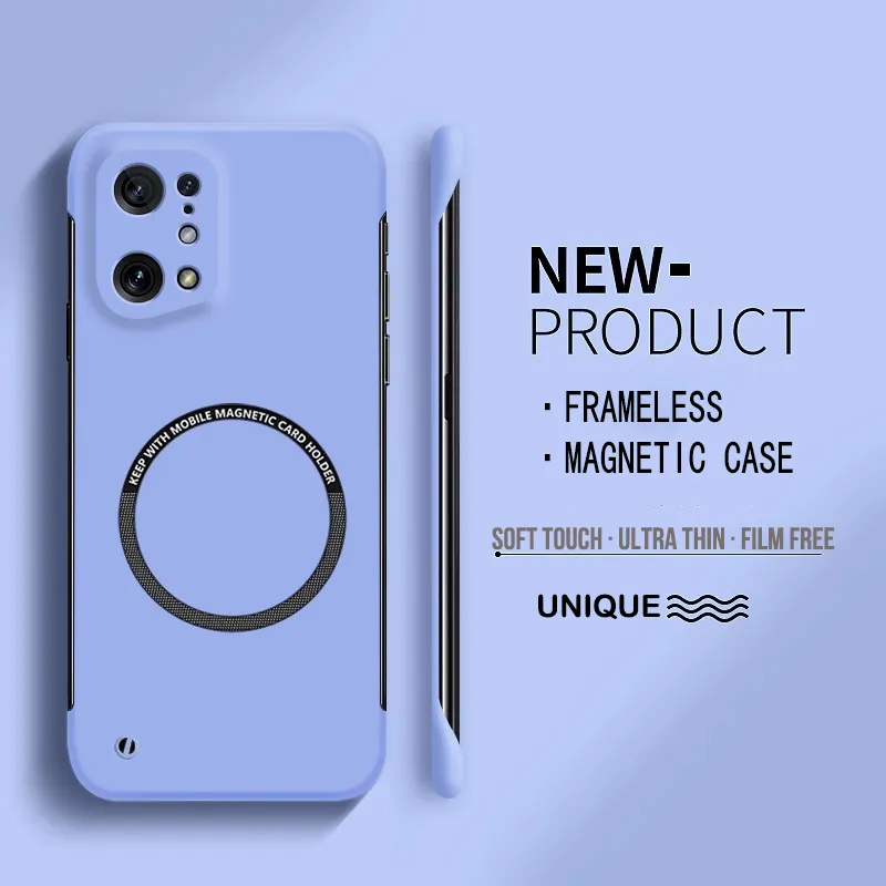 Coque de téléphone magnétique ultra fine et rigide en polycarbonate sans cadre pour Oppo Reno 5 6 8 Find X3 Neo Lite X5 Pro avec chargement sans fil mat_voghion.com
