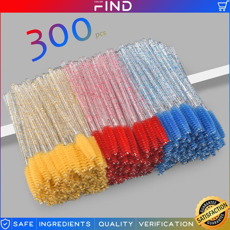 300 pcs multi-color disposable eyelash brush set, eyelash wand, eyelash curler, environmentally friendly makeup brush, factory direct sales_voghion.com