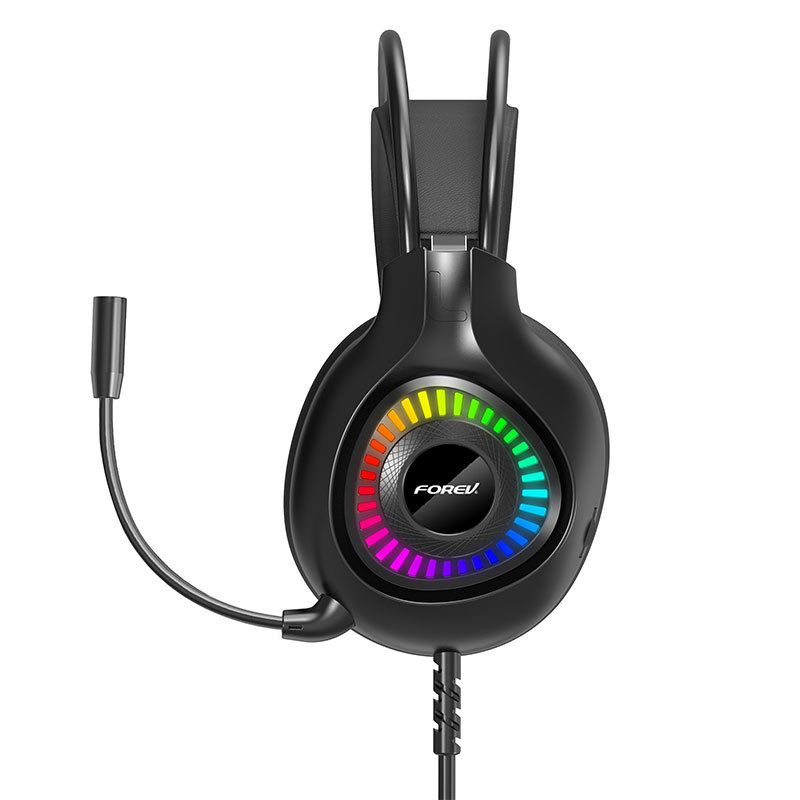 Head worn wired FVG96 Comfort earmuffs, cool bass, RGB glow, gaming headphones_voghion.com