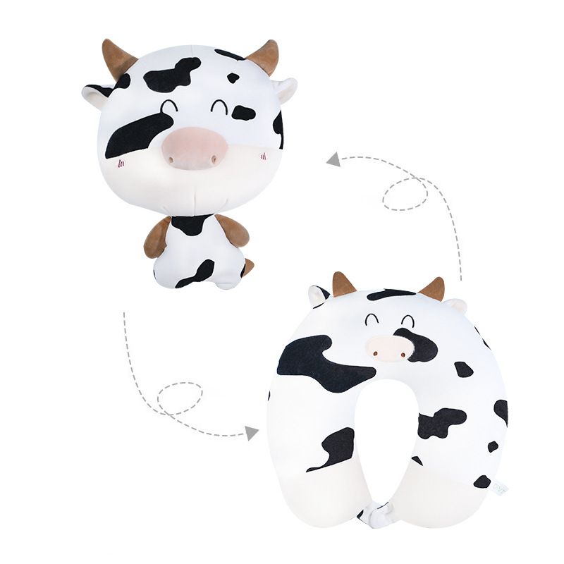 Cuscino cervicale trasformabile a forma di U e cuscino avvolgente 2 in 1 - Perline in memory foam, design con simpatico cartone animato, possibilità di personalizzazione del logo_voghion.com