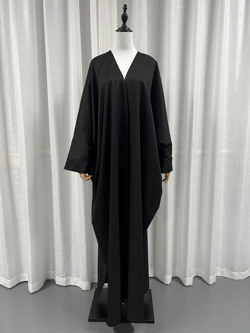Damenbekleidung Muslimische Damen Strickjacke Abaya Robe Türkisch Ins Einfarbig Mantel_voghion.com