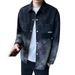 Men's Style Gradient Denim Jacket - Slim Fit Casual Shirt Collar Coat For Spring & Autumn_voghion.com