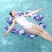 Amaca gonfiabile a 4 tubi con motivo a foglie - Letto galleggiante pieghevole per adulti con supporto in rete (in PVC resistente per uso in piscina/lago/spiaggia)_voghion.com