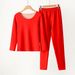 Silk seamless thermal underwear women's autumn clothes and pants with thick velvet round neck winter base two-piece set_voghion.com