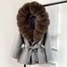 New Arrival Double-Faced Cashmere Coat With Fox Fur Hood Long Wool Blend Trench Coat For Women, Geometric Print, Belted Waist, Grey/Black/Camel_voghion.com