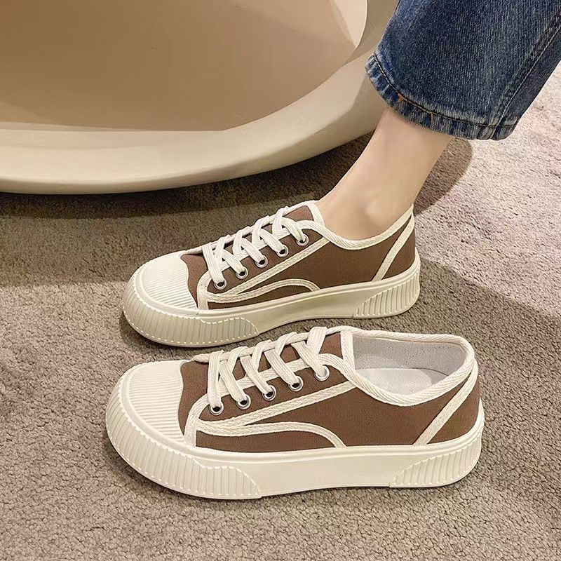 Summer thin thick bottom white canvas women's spring and autumn ins trendy all-match casual sports shoes women_voghion.com