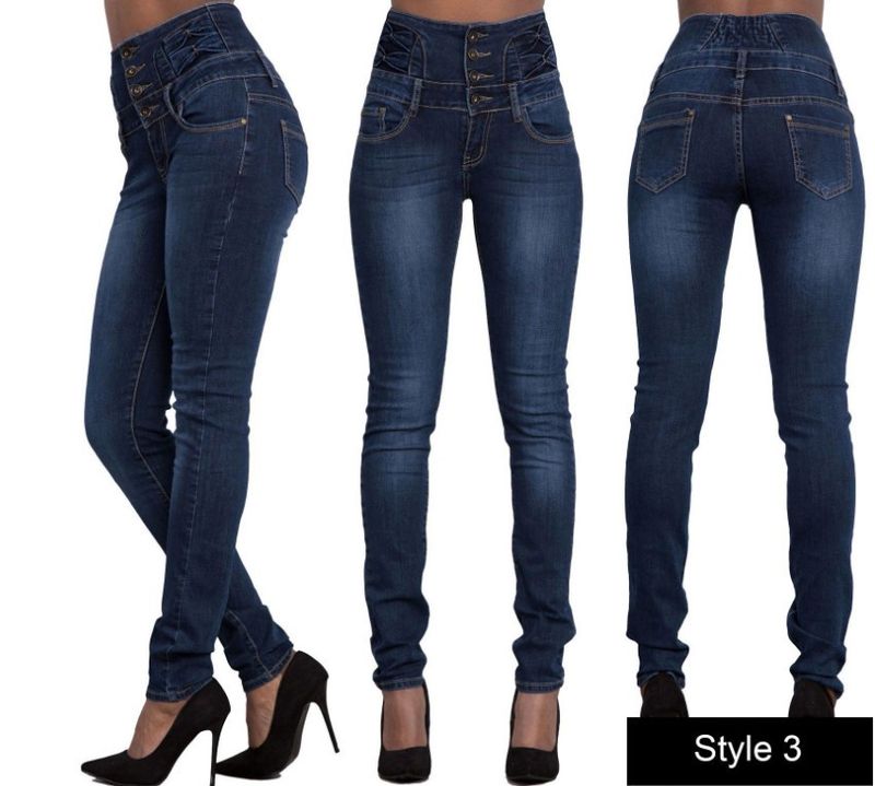 Vêtements pour femmes Jeans slim élastiques taille haute_voghion.com