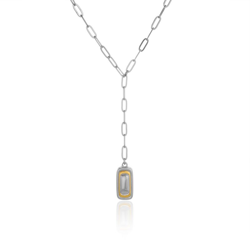 Collana con ciondolo a forma di cubetto di zucchero con catena a graffetta in acciaio al titanio placcato oro vero_voghion.com