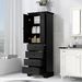 Storage Cabinet With 2 Doors And 4 Drawers For Bathroom, Office, Adjustable Shelf, MDF Board With Painted Finish_voghion.com