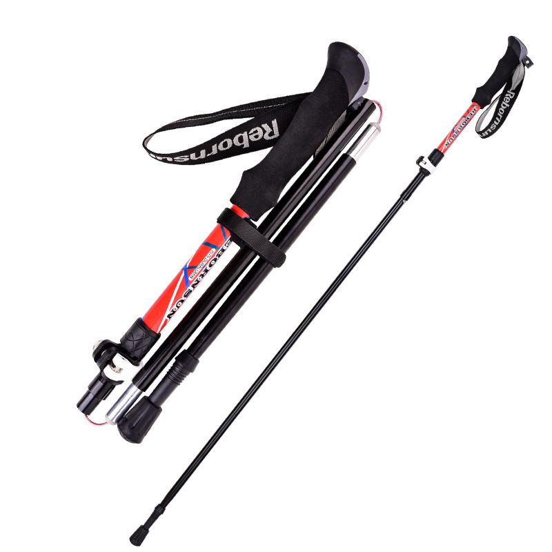 Robinson Crusoe Mountaineering Folding Aluminum Alloy Five Section Light Telescopic Outdoor Ultra Short Off Road Running_voghion.com