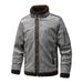 Men's Clothing Men's Winter Shearling Suede Collar Jacket - Thickened Fleece Lined Casual Coat For Cold Weather (Black, Grey, Mid-Grey)_voghion.com