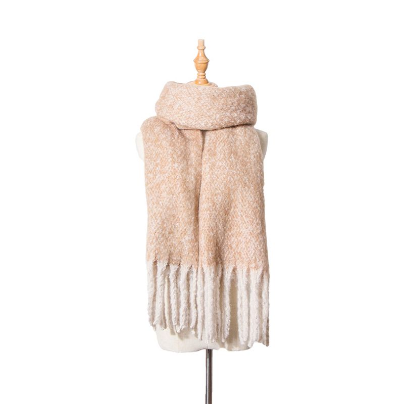 Women's Scarves circle sand thick tassel clip color block scarf shawl thick braid thickened _voghion.com