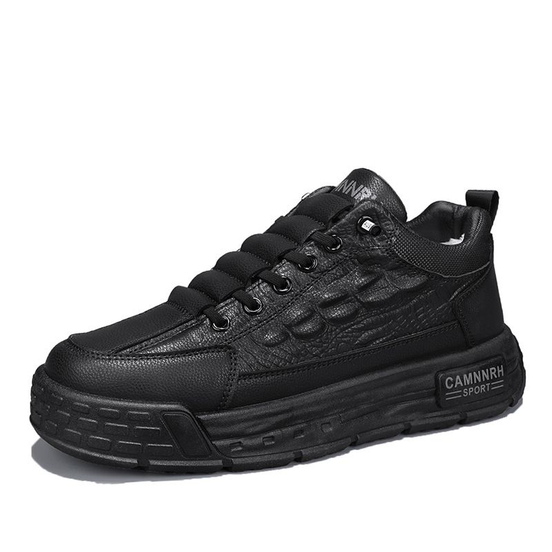 Προσθέστε ζεστά φλις, όλα μαύρα αθλητικά, αδιάβροχα, casual παπούτσια χωρίς κορδόνια_voghion.com