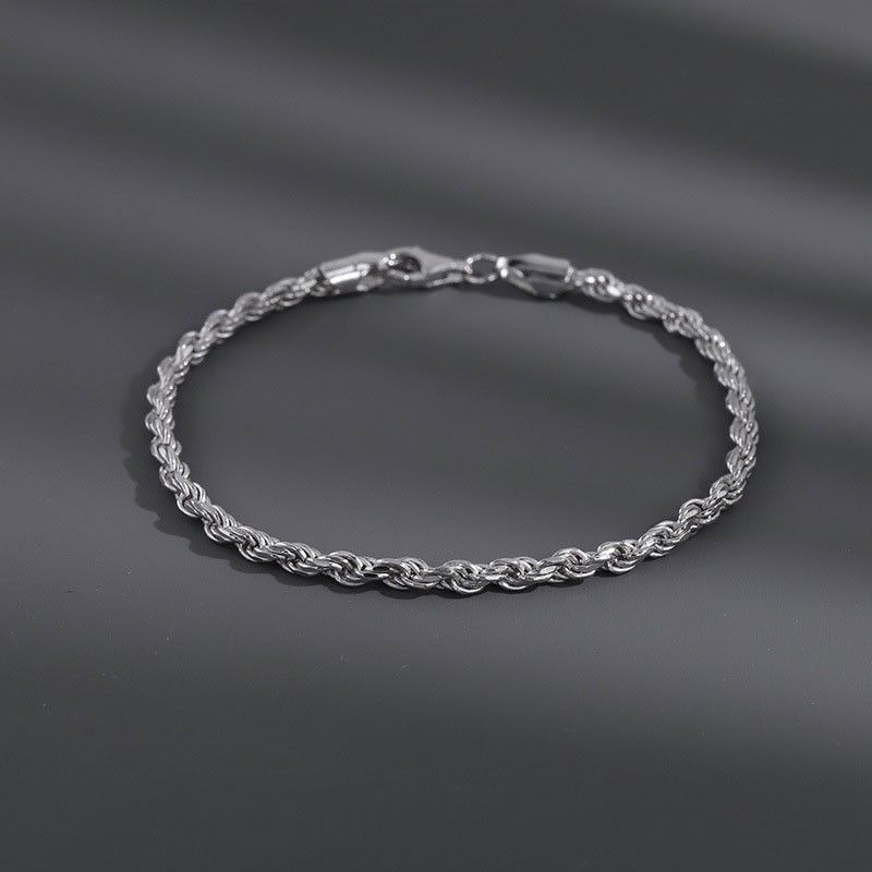 Bracciale sottile in acciaio al titanio alla moda hip-hop intrecciato cubano, di nicchia, per uomo, catena resistente allo sbiadimento_voghion.com