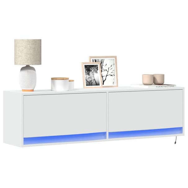 TV-Wandschrank mit LED-Beleuchtung Weiß 140x31x38 cm_voghion.com