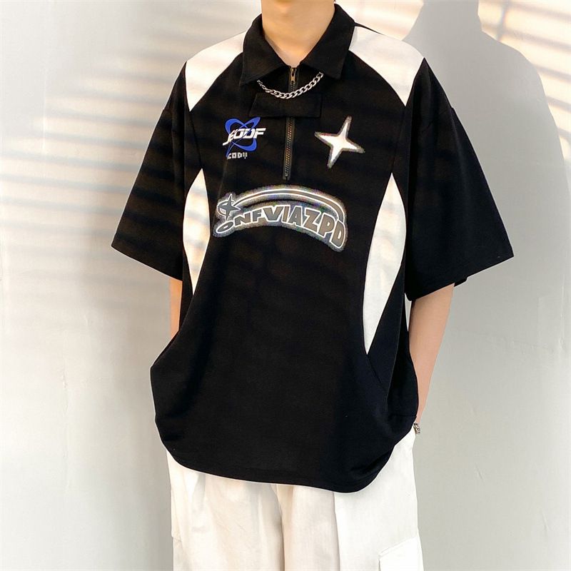 Abbigliamento da uomo Polo di marca di moda T-shirt da uomo a maniche corte stile estivo tendenza nella personalità di alta strada hip-hop casual maniche a cinque punte_voghion.com