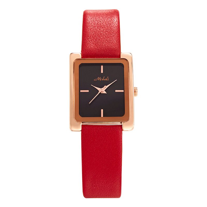 Orologi da donna Orologio quadrato piccolo con cinturino in oro nero, semplice temperamento Orologio al quarzo_voghion.com