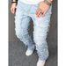 Jeans elasticizzati a gamba dritta con patchwork a strati per donna - Comodi pantaloni in denim di cotone con stampa floreale (S-XXL, vari colori)_voghion.com